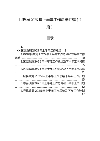 民政局2025年上半年工作总结汇编（7篇）