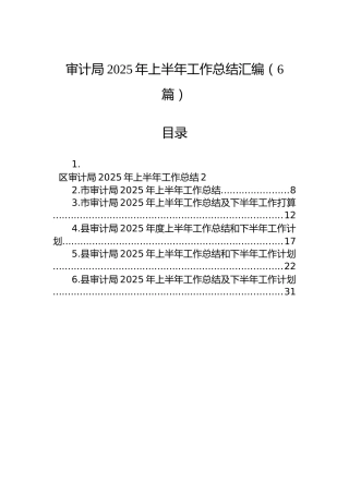 审计局2025年上半年工作总结汇编（6篇）