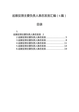 巡察反馈主要负责人表态发言汇编（6篇）