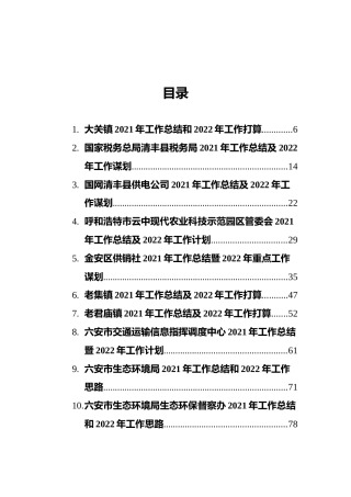 2021年工作总结及2022年工作计划汇编（40篇）(1)