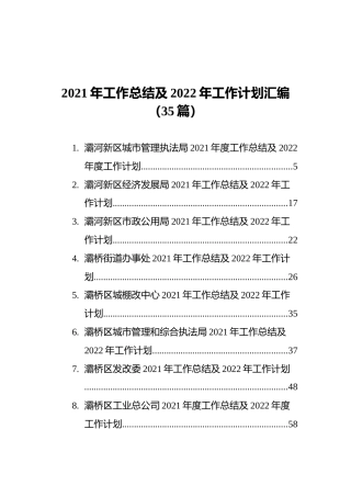 2021年工作总结及2022年工作计划汇编（35篇）(2)