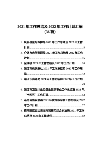 2021年工作总结及2022年工作计划汇编（36篇）