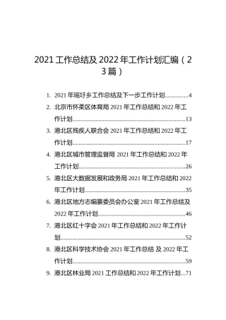 2021工作总结及2022年工作计划汇编（23篇）