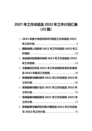 2021年工作总结及2022年工作计划汇编（22篇）