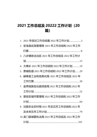 2021工作总结及2022工作计划（20篇）