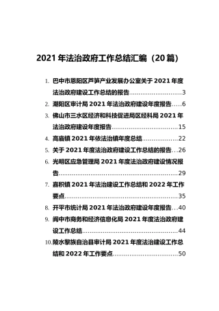 2021年法治政府工作总结汇编（20篇）