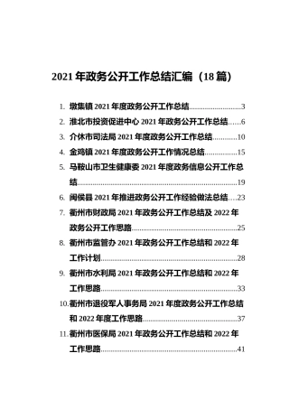 2021年政务公开工作总结汇编（18篇）