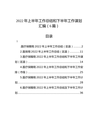 2022年上半年工作总结和下半年工作谋划汇编（6篇）