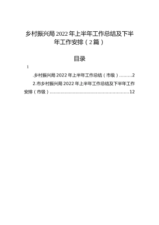 乡村振兴局2022年上半年工作总结及下半年工作安排（2篇）