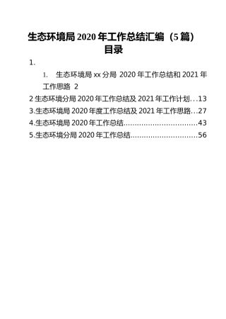 生态环境局2020年工作总结汇编（5篇）
