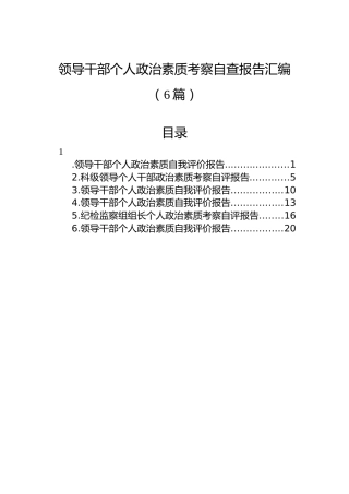 领导干部个人政治素质考察自查报告汇编（6篇）