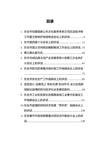 陕西省安康市委副书记、市长赵俊民讲话汇编（16篇）