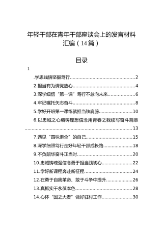 年轻干部在青年干部座谈会上的发言材料汇编（14篇）