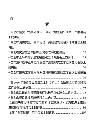 陇南市市委常委、常务副市长漆文忠讲话汇编（11篇）