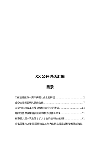 XX公开讲话汇编