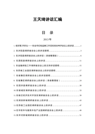 王天琦讲话汇编
