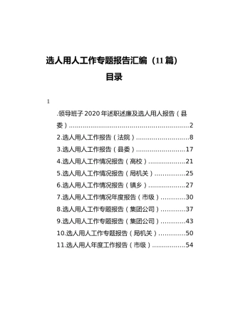 选人用人工作专题报告汇编（11篇）