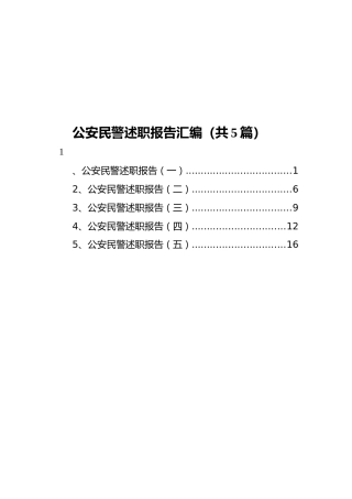 公安民警述职报告汇编（共5篇）