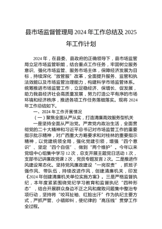 县市场监督管理局2024年工作总结及2025年工作计划-2