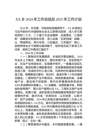 XX乡2024年工作总结及2025年工作计划-2