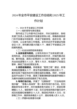 2024年全市平安建设工作总结和2025年工作计划