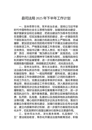 县司法局2025年下半年工作计划
