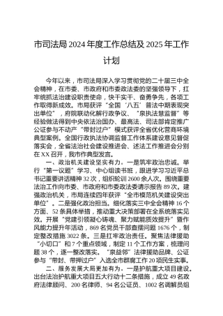 市司法局2024年度工作总结及2025年工作计划（2）