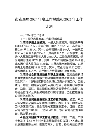 市农垦局2024年度工作总结和2025年工作计划（2）