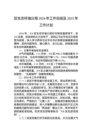 区生态环境分局2024年工作总结及2025年工作计划-2