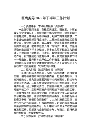 区商务局2025年下半年工作计划