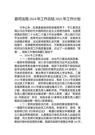 县司法局2024年工作总结2025年工作计划
