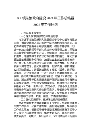 XX镇法治政府建设2024年工作总结暨2025年工作计划
