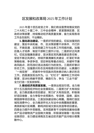 区发展和改革局2025年工作计划