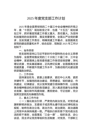 2025年度党支部工作计划