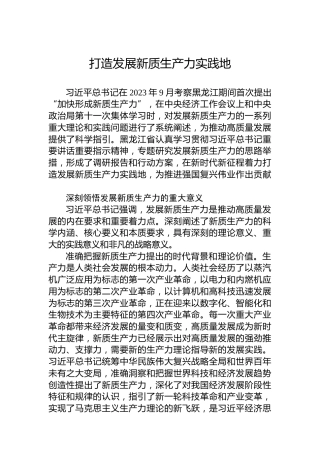 打造发展新质生产力实践地