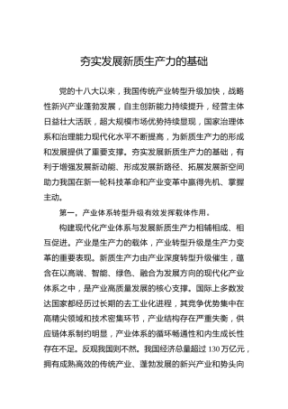 夯实发展新质生产力的基础