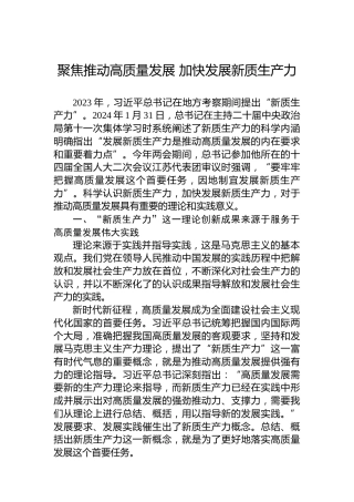 聚焦推动高质量发展加快发展新质生产力