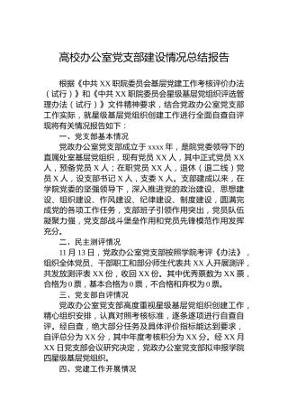 高校办公室党支部建设情况总结报告