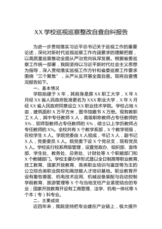 XX学校巡视巡察整改自查自纠报告