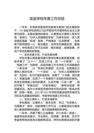 实验学校年度工作总结