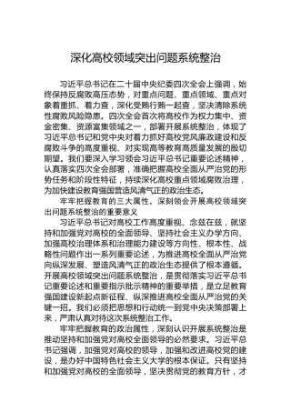 深化高校领域突出问题系统整治