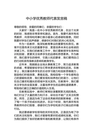 中小学优秀教师代表发言稿