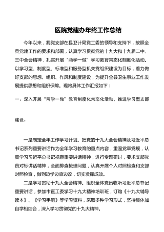 医院党建办年终工作总结