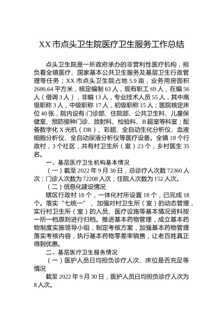 XX市点头卫生院医疗卫生服务工作总结