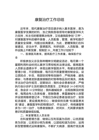 康复治疗工作总结
