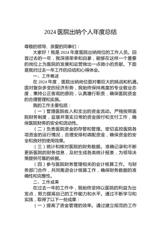 2024医院出纳个人年度总结