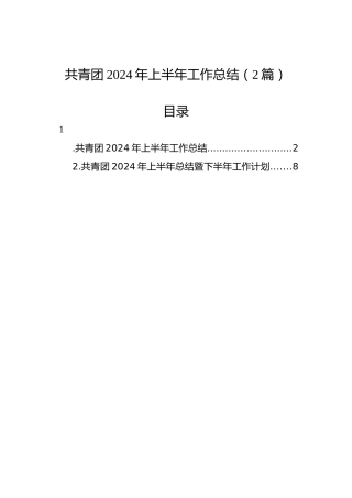 共青团2024年上半年工作总结（2篇）