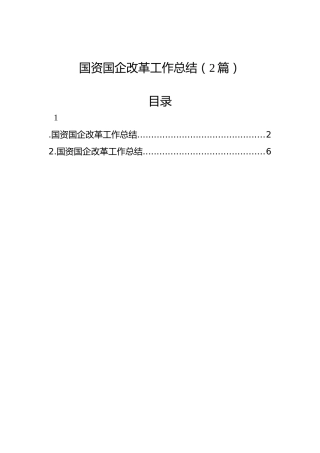 国资国企改革工作总结（2篇）