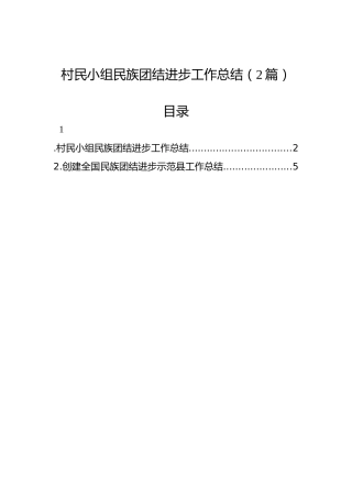 村民小组民族团结进步工作总结（2篇）