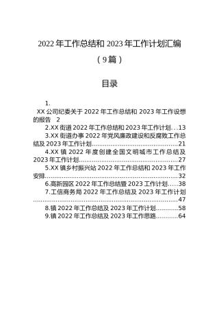 2022年工作总结和2023年工作计划汇编（9篇）